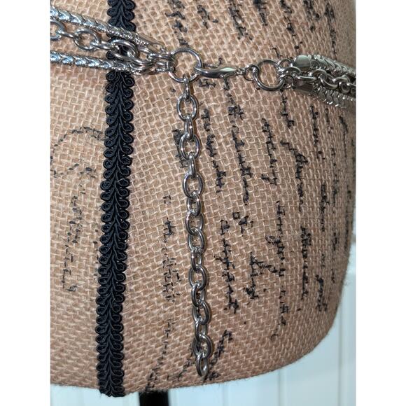 Vintage Heavy Silver Tone Three Strand Chain 32"-37" Belt - Picture 3 of 5